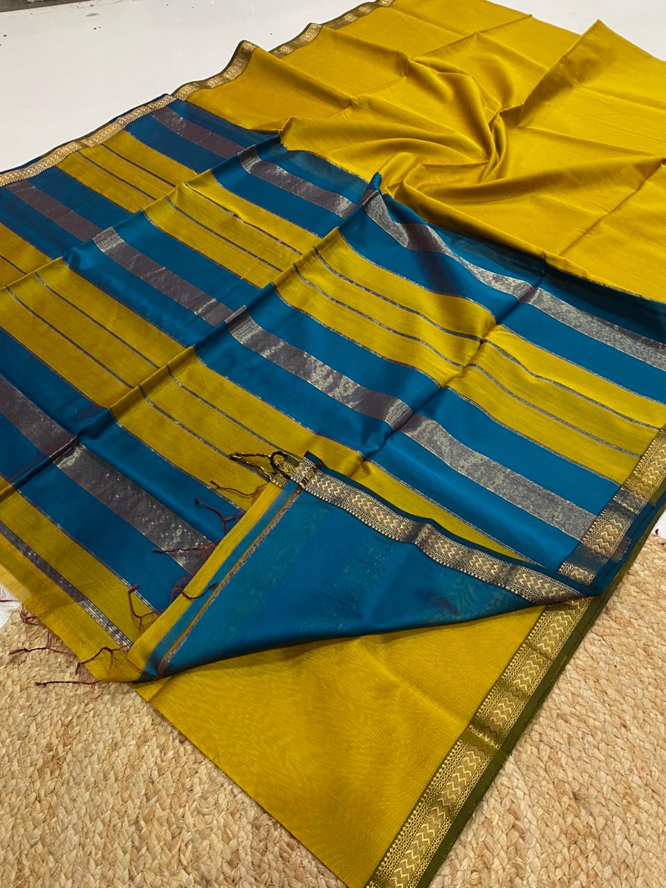 Maheshwari handwoven jari small border sarees