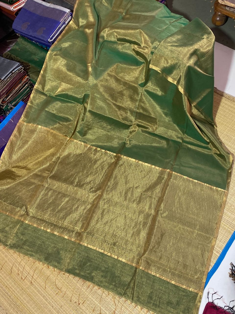 Pure silk handloom full tissue maheshwari silk saree